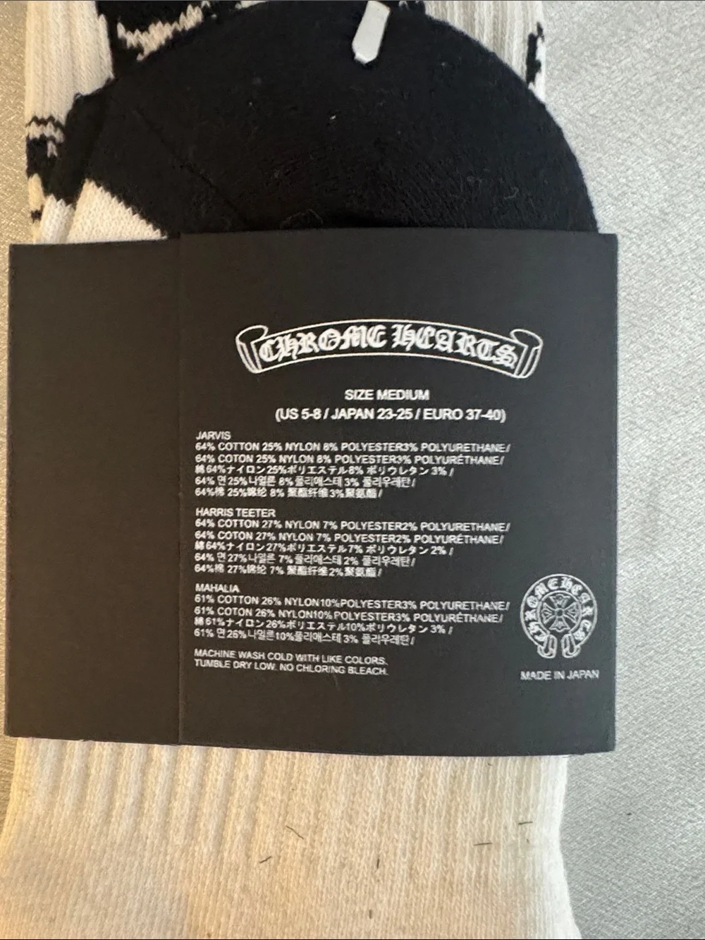 New! Chrome Hearts White & Black Skull Crew Socks - Men's